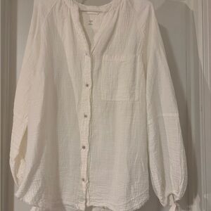 NWT Aerie Women’s Cover Up Button Up Oversized White Shirt Size Small